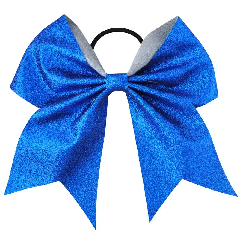 7 Inch Bling Bling Sequin Cheerleading Hair Bow Glitter Solid Bows Elastic Hair Bands Ponytail Hair Holder For Girls and Women