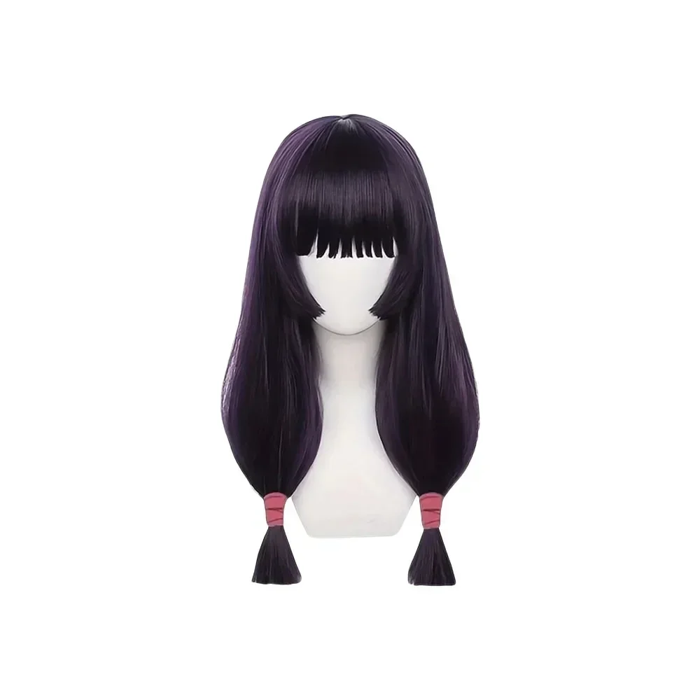 Perruque de cheveux synthétiques résistants à la chaleur, perruques de Cosplay Iori Utahime longues et lisses violet foncé