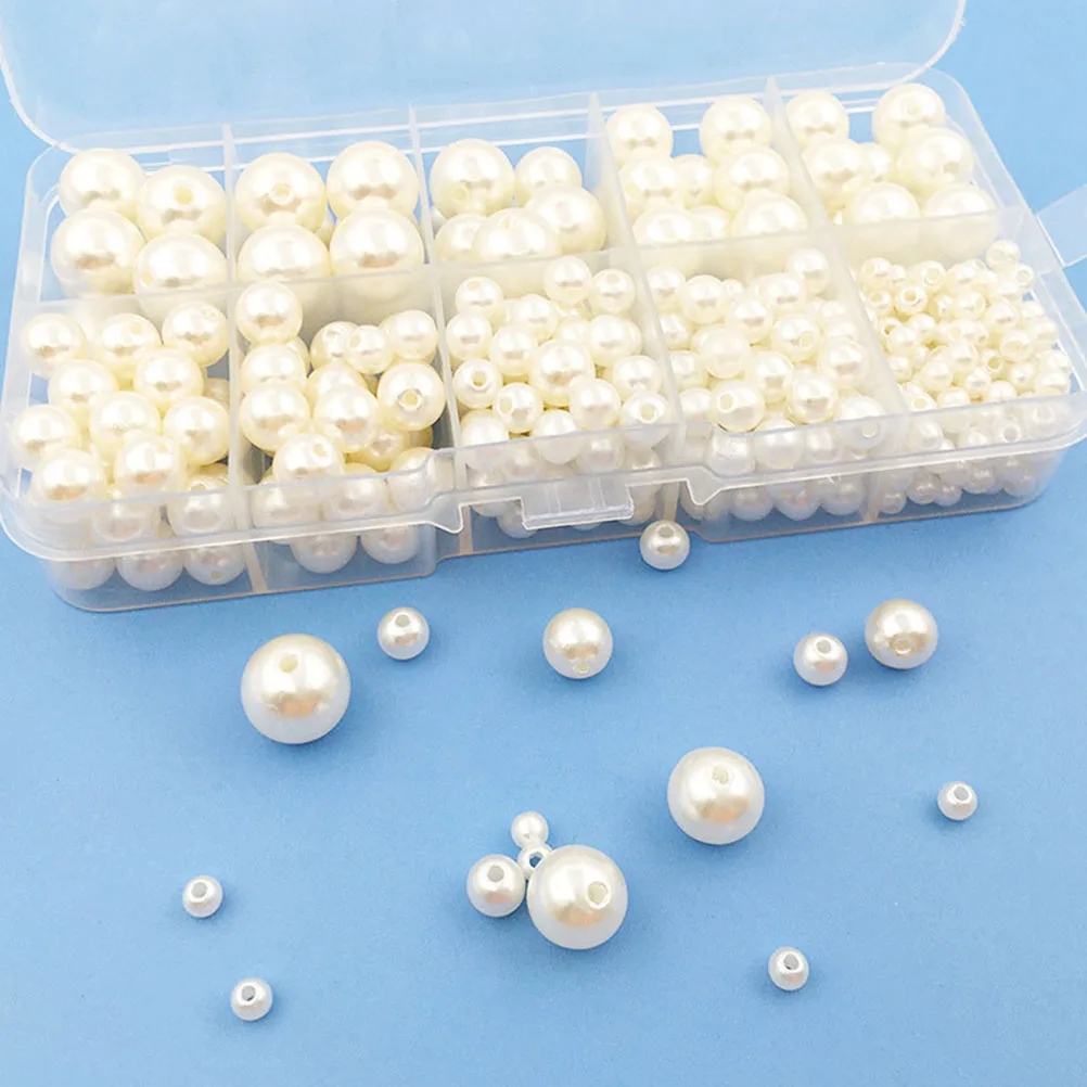 

440 Pcs Pearl DIY Jewelry Cute Beads Bulk for Crafting Round Loose Charms Earring Making Pearls Spacer Small Necklace