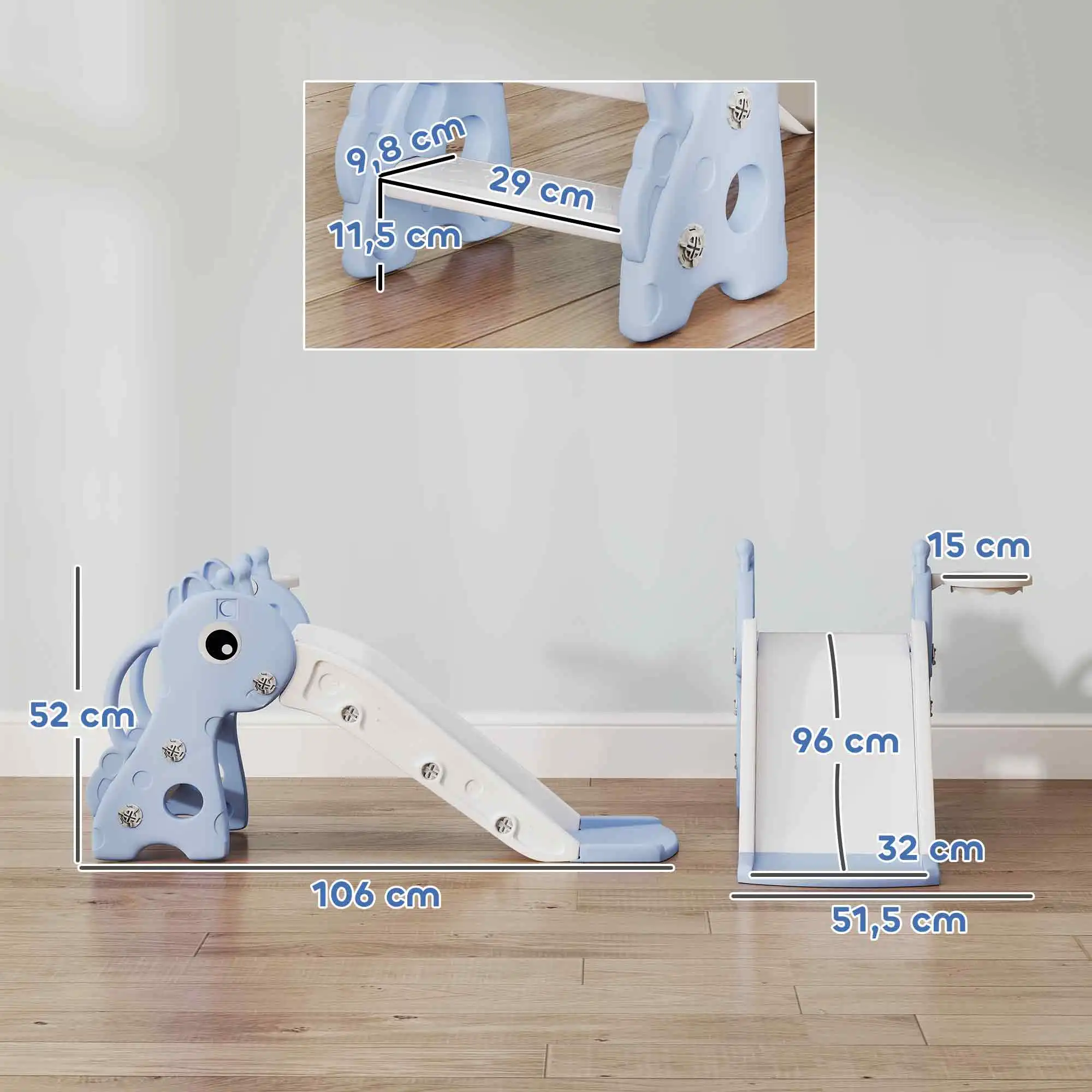 شريحة أطفال 3 في 1 من Aiyaplay للأطفال من عمر 1-3 سنوات 106X51.5X52 سم أزرق