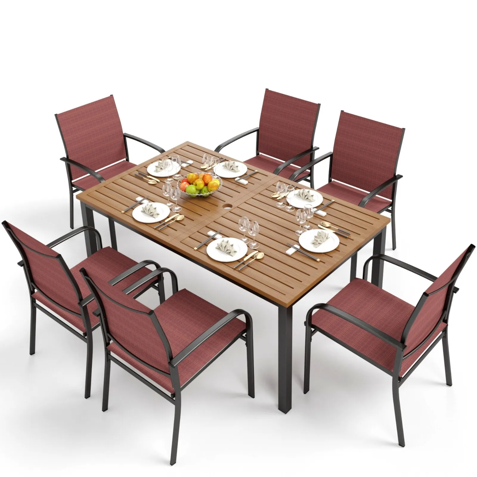 

7 Piece Patio Dining Set Outdoor Table Chairs Furniture Set for Garden Yard
