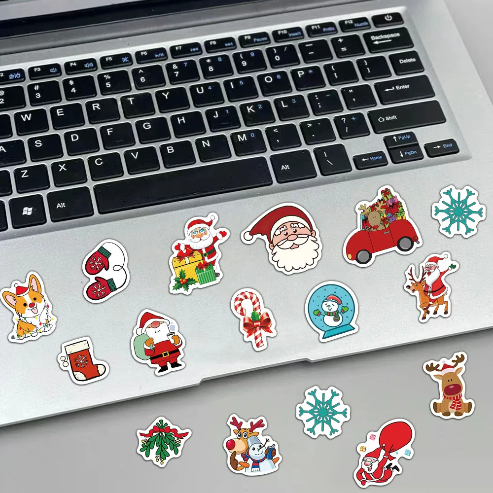 8PCS Christmas Stickers Little Deer Santa Claus Phone Case Computer iPad Laptop Luggage Waterproof Stickers