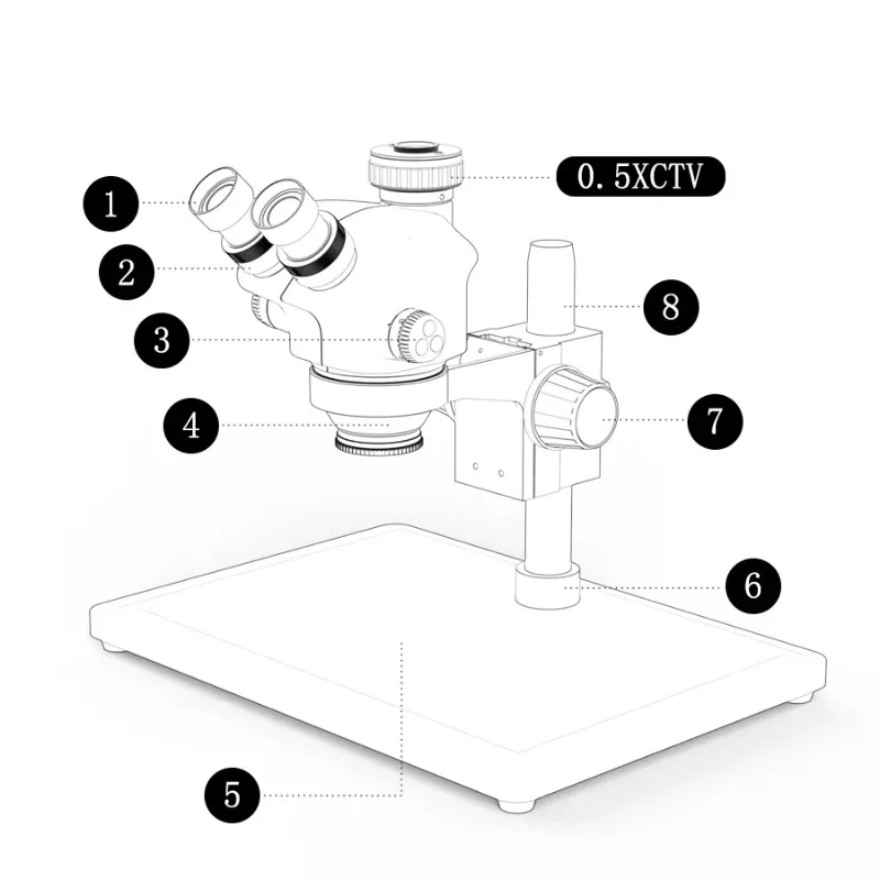 RF-7050PRO latest trinocular microscope 7-50x magnification zoom knob 6-speed precise locking stereo microscope