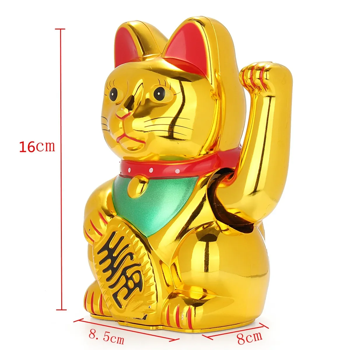 Lucky Classic Chinese Wealth Electric Wink Cat Gold Waving Cat Beckoning Maneki Powered by AA Battery Feng Shui Crafts