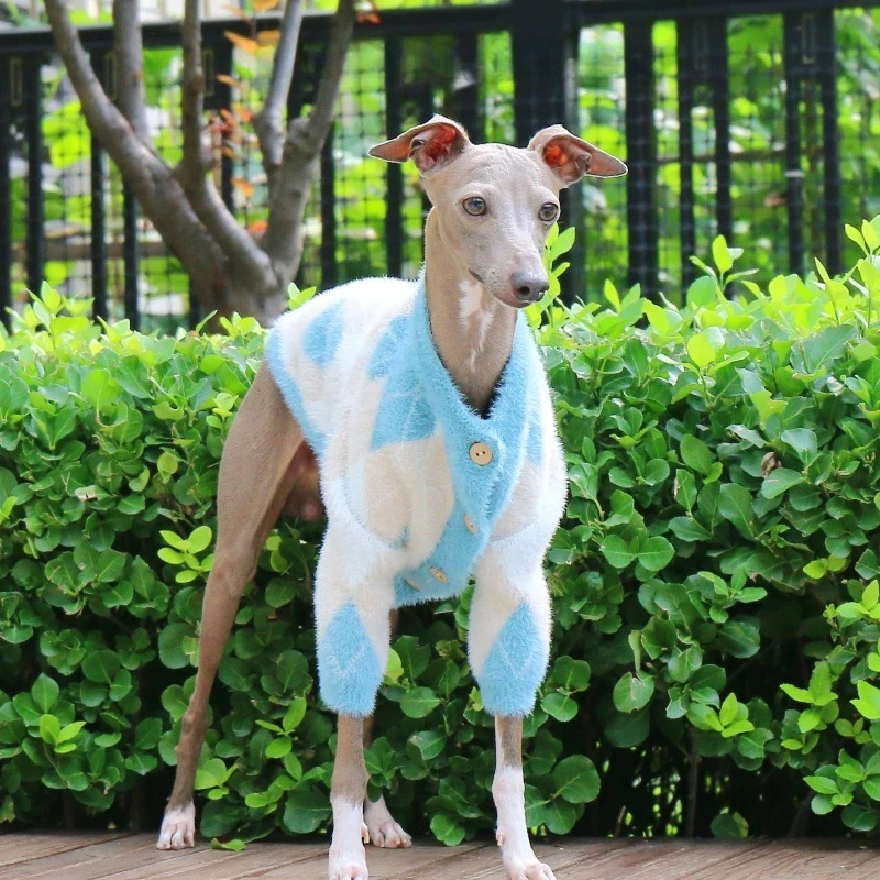 

Теплый свитер для итальянского борзая, супермягкий кардиган из искусственной норки, пальто с длинными рукавами и пуговицами для собак-терьеров, толстая куртка