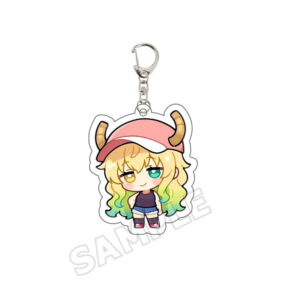 Anime Miss Kobayashis Dragon Maid 6CM Keychains Pendant Car Acrylic Figures Stand Kanna Kamui Tohru Fans Gifts cosplay Accessori view 4