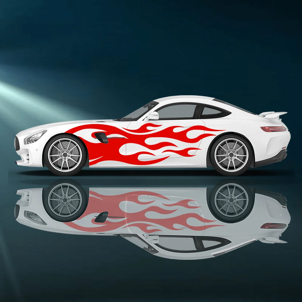 

Blue Flame Lines Pattern Car Side Sticker Vinyl Self-Adhesive Paper Motorsport Paint Decal Suitable for Car Truck Suv Decoration