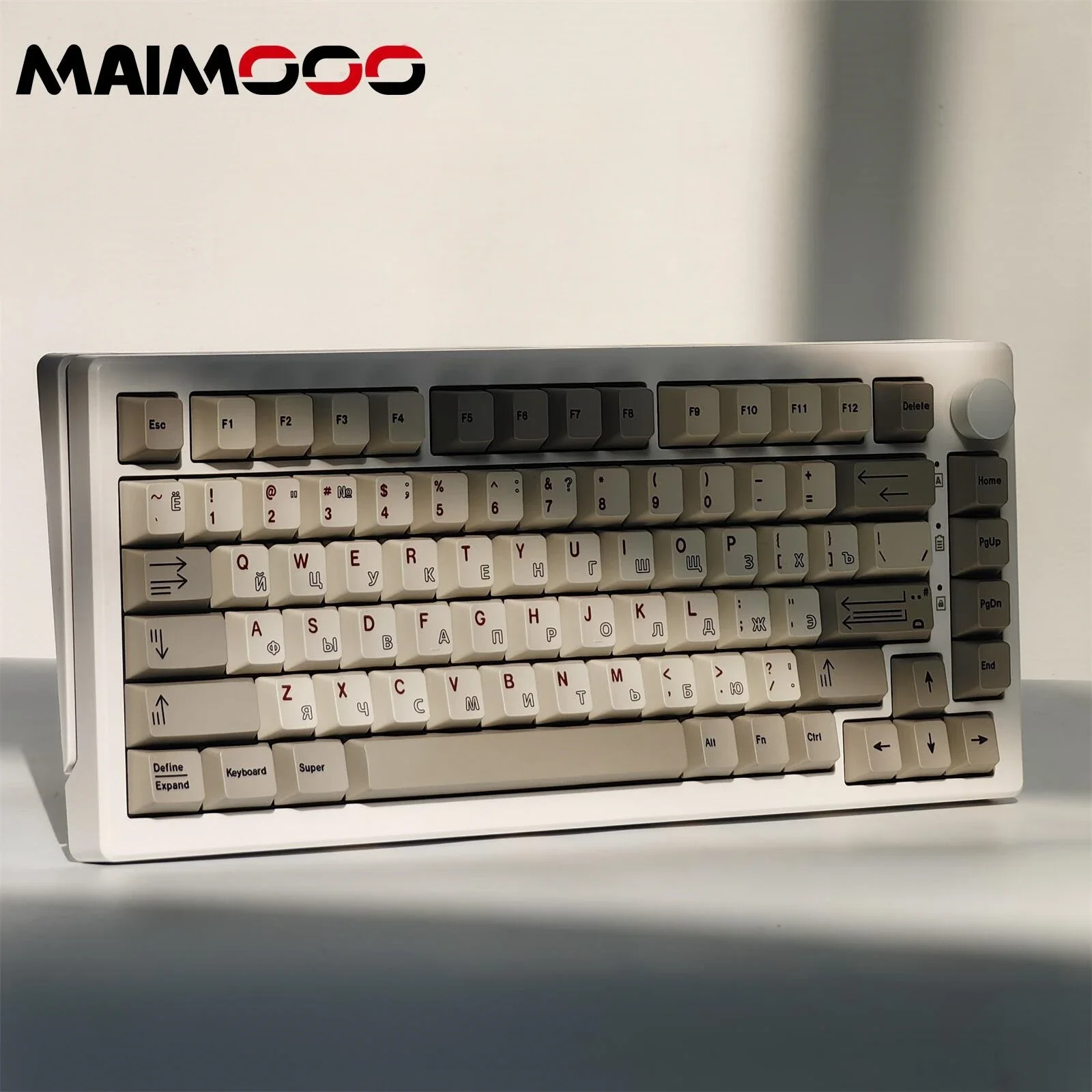 Imagem -03 - Maimooo-teclado Mecânico Simples Branco Keycaps 145 Chaves Textura Material Pbt Faça Você Mesmo Keycaps Periféricos Cereja Russo