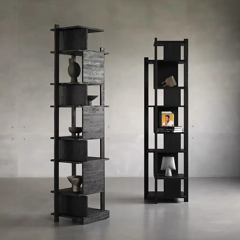 North American black walnut bookcase combination, Nordic modern style solid wood sliding door bookshelf