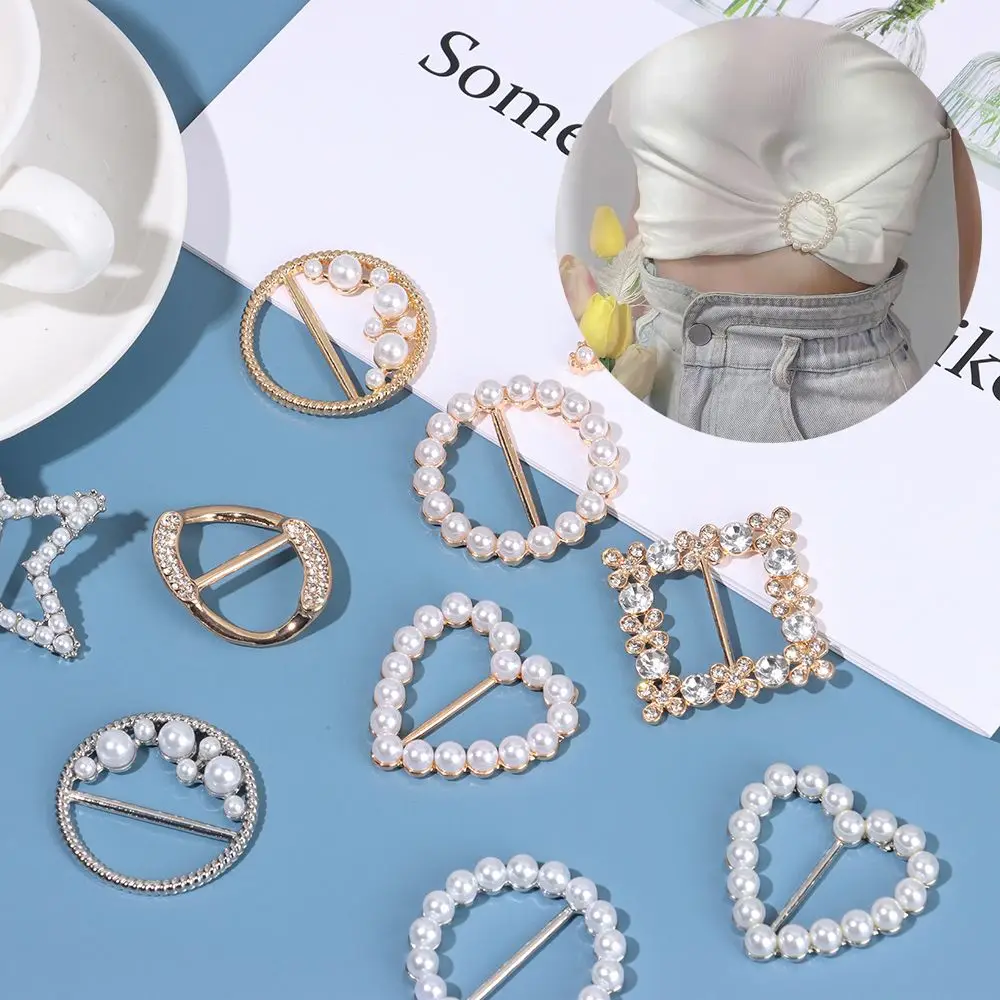 

Pearl Shirt Hem Fixed Buckle Clothes Tighten Silk Scarf Buckle Knotted Buckle Ring Decorative Buckle