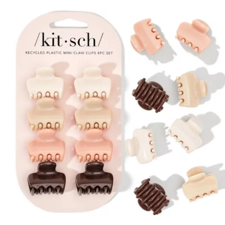 

Kitsch Recycled Plastic Mini Puffy Claw Clips - 8pc - Rosewood