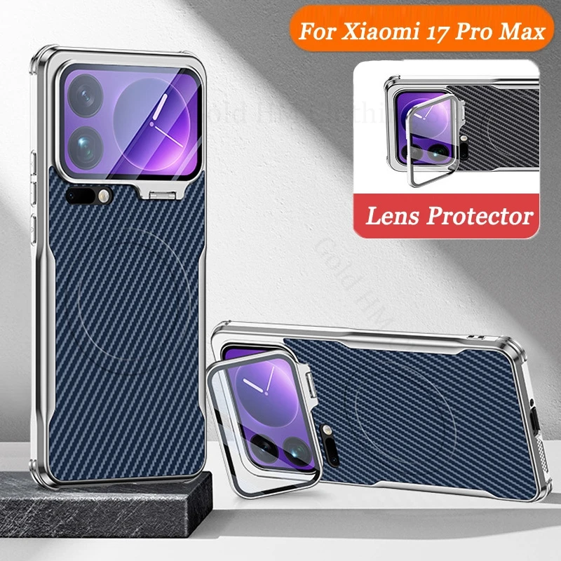 

Kevlar Fiber Kickstand Armor Case For Xiaomi 17 Pro Max For Magsafe Flip Camera Stand Cover For Xiaomi 17 15 14 Pro mi 15 Ultra
