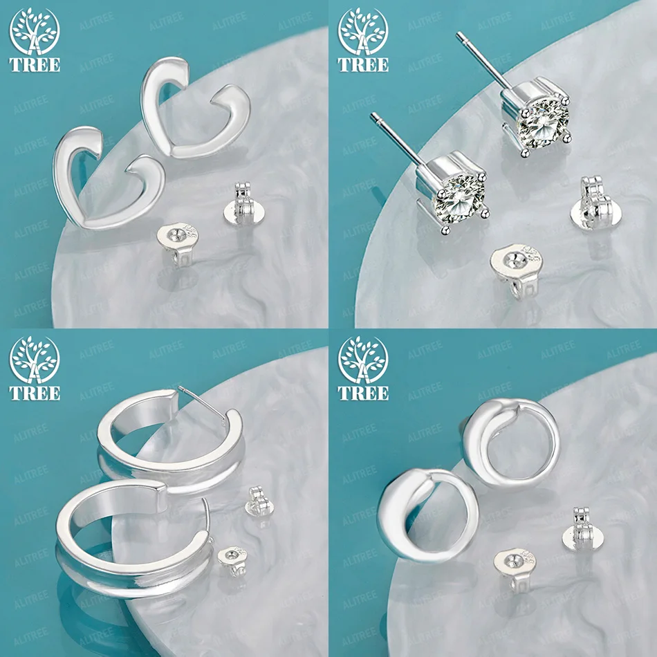 

New 925 Sterling Silver Heart Stud Earrings Luxury Zircon For Men Women Party Fine Cute Jewelry Anniversary Gift Accessories