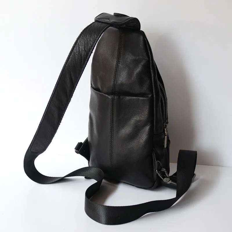 AETOO-Bolso de pecho de cuero para hombre, Mochila pequeña, capa superior, deportes, ocio, negocios, viajes, textura versátil