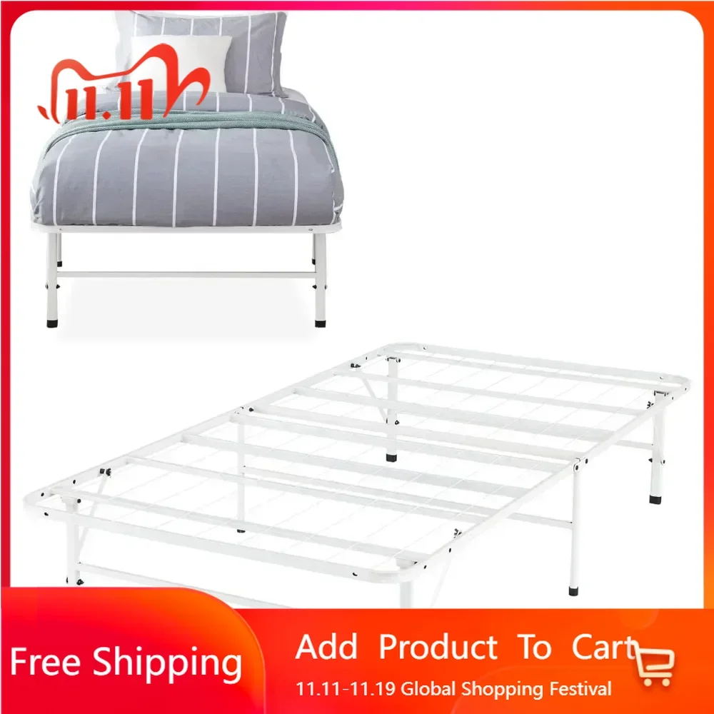 14 inch folding bed, with steel metal Flat noodles mattress, basic box, spring replacement, 600 lb capacity