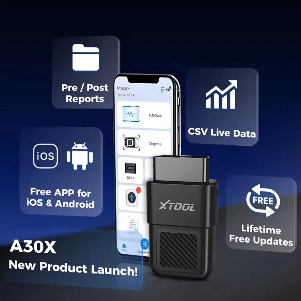 XTOOL Anyscan A30X Car Diagnostic Tool 26+ Reset/Relearn Support 80+ brand 5000+ Models Lifetime Free Update OBDII Code Reader