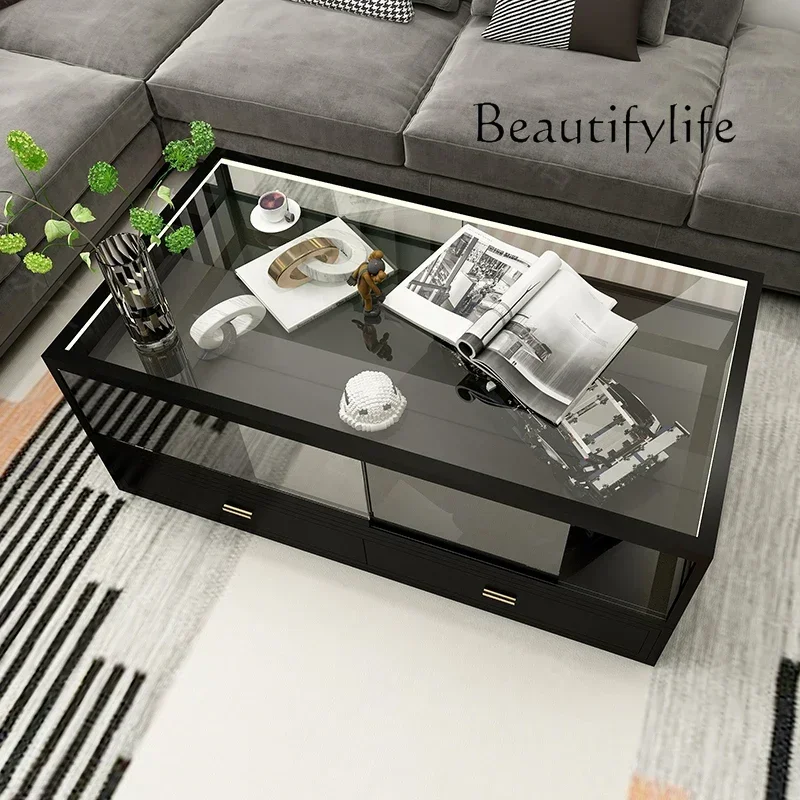 

yj5 2025 living room household coffee table tempered glass coffee table acrylic transparent Lego display coffee table