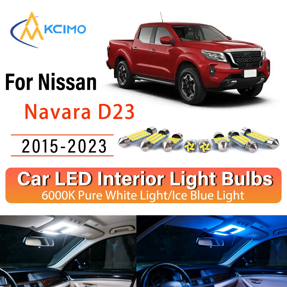 Kit de remplacement d'éclairage intérieur LED à lueur persistante pour Nissan Navara D23 2015-2023 2016 – Amélioration des lampes de dôme, de lecture, de coffre et de habitacle
