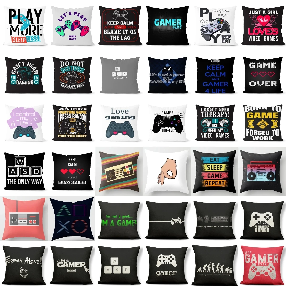 Video Game Party Cushion Cover Game Controller Keyboard Pillow Case For Gamer Player Home E-sports Hotel Decor Pillows 45x45cm