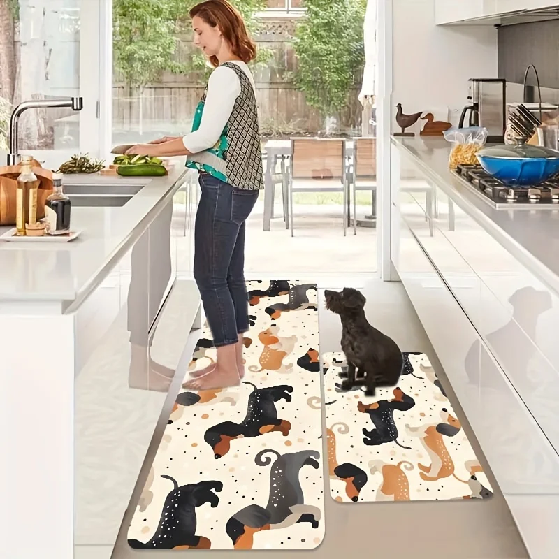 VIKAMA Non-Slip Cartoon Dog Doormat Soft Washable Floor Rug Cute Mat for Living Room Bedroom Gaming Room Decor