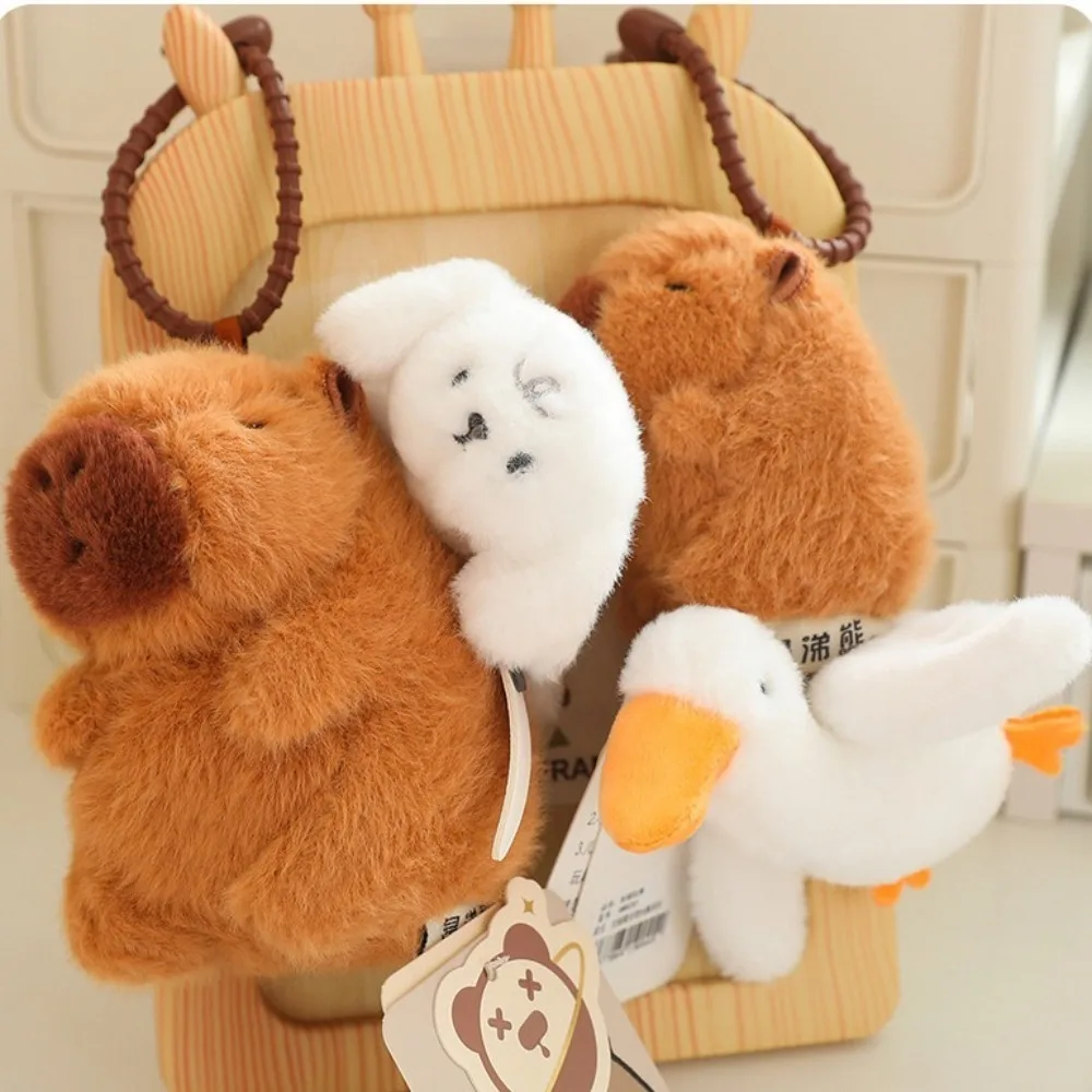 

Gift Cartoon Capybara Keychain Keyring Bag Decoration Capybara Plush Toy Soft Car Ornament Guinea Pig Doll