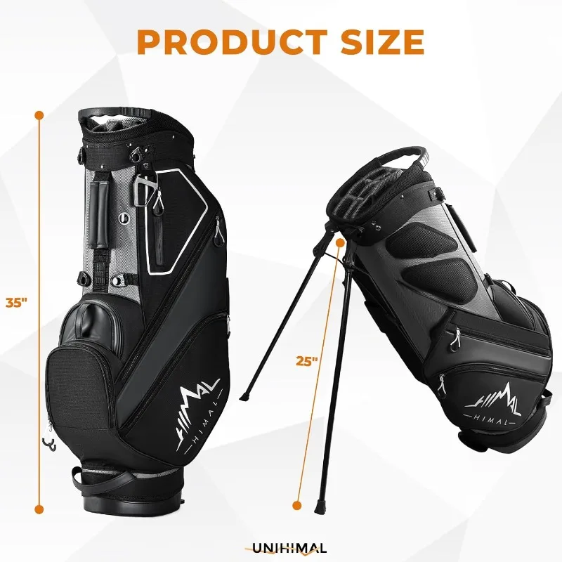 14 Way Dividers Golf Stand Bag Lightweight, Golf Bag For Men Women With Multiple Pockets, Dual Strap And Rain Cover Hood