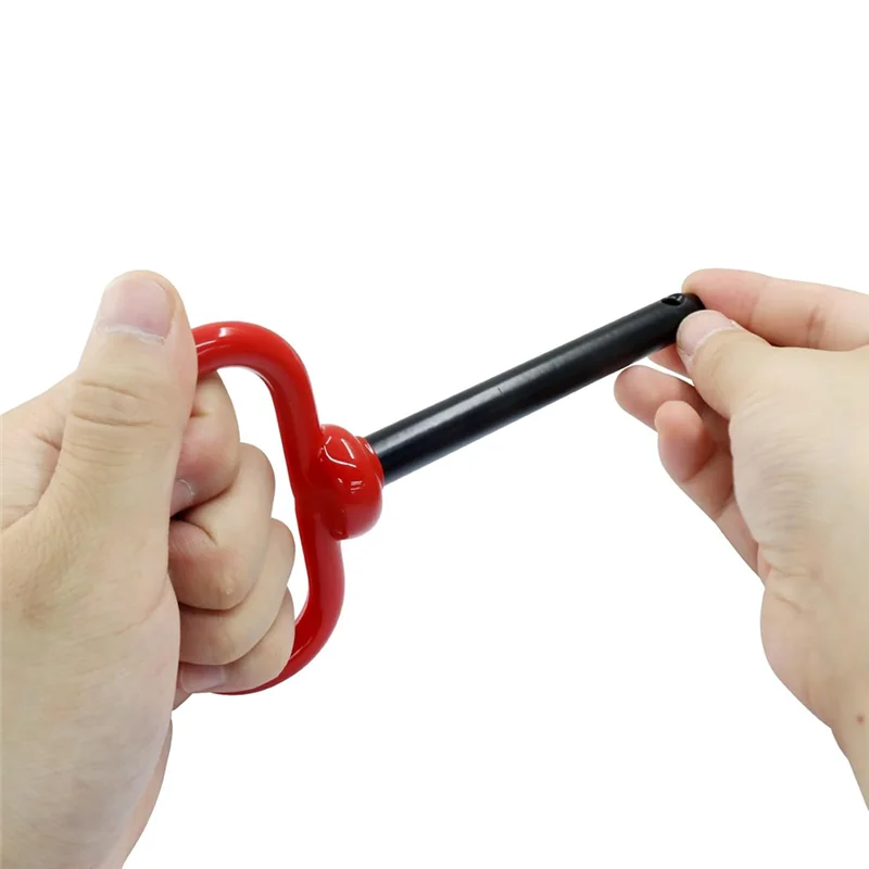 Conjunto de pinos de reboque (2 peças), pino e clipe de engate de reboque resistente, 1/2 "x 4" revestido de borracha com alças vermelhas para tratores, caminhões, rv