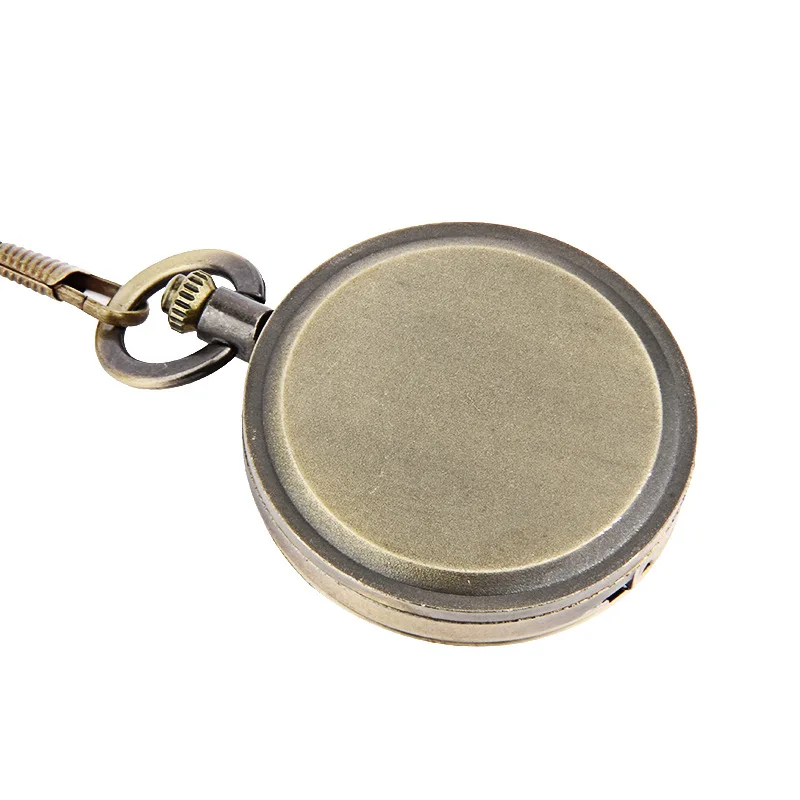 Orologio da tasca al quarzo intagliato rosso bronzo Vintage per uomo donna Eagle Bird custodia incisa Fob Chain orologio in bronzo per collezione regalo