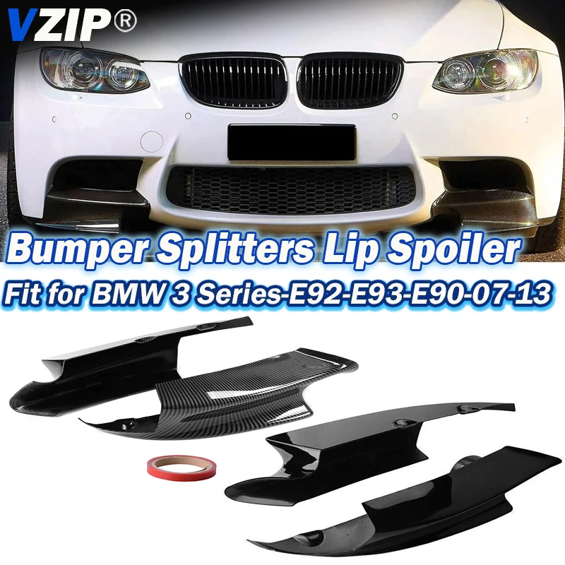 VZIP Front Splitter Bumper Lippe Für BMW E90 E92 E93 M3 2007-2013 Schwarz/Carbon Look Seite spoiler Ecke Abdeckung Zubehör
