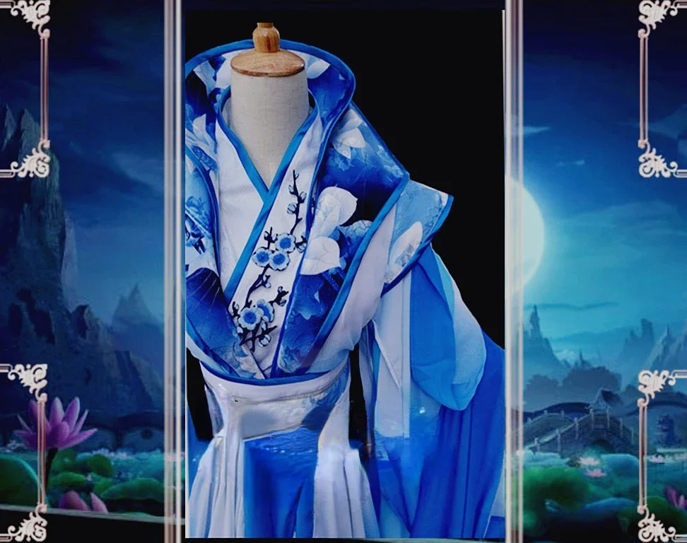 Hua Xu Yin Muyan Cosplay Blue Chinese Traditional Hanfu Dress for Women Xiao Qingyu Costume Halloween Fancy Daily Suit