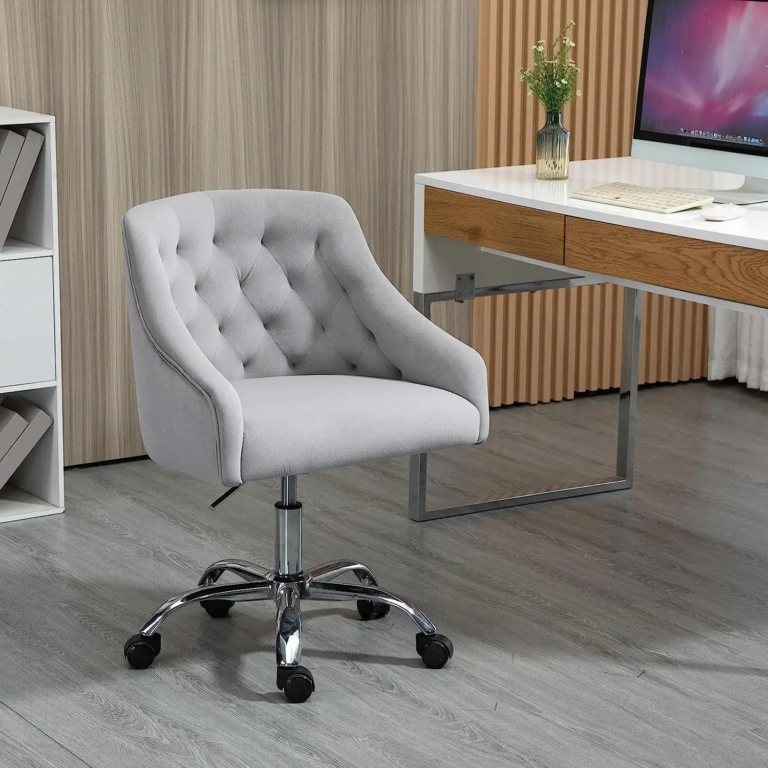 

Modern Velvet Office Chair with Swivel Function and Adjustable Height, Gray
