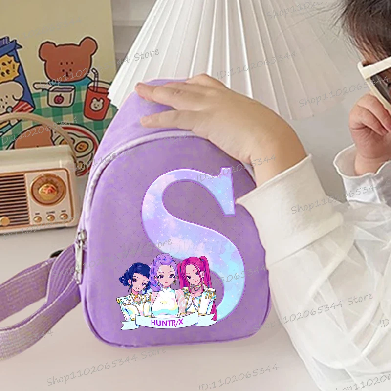 Fashionable Anime Cartoon Letter A-Z Chest Bag Cartoon Print Girls Boys Trendy Outdoor Leisure Messenger Bag Y2K Chest Bags