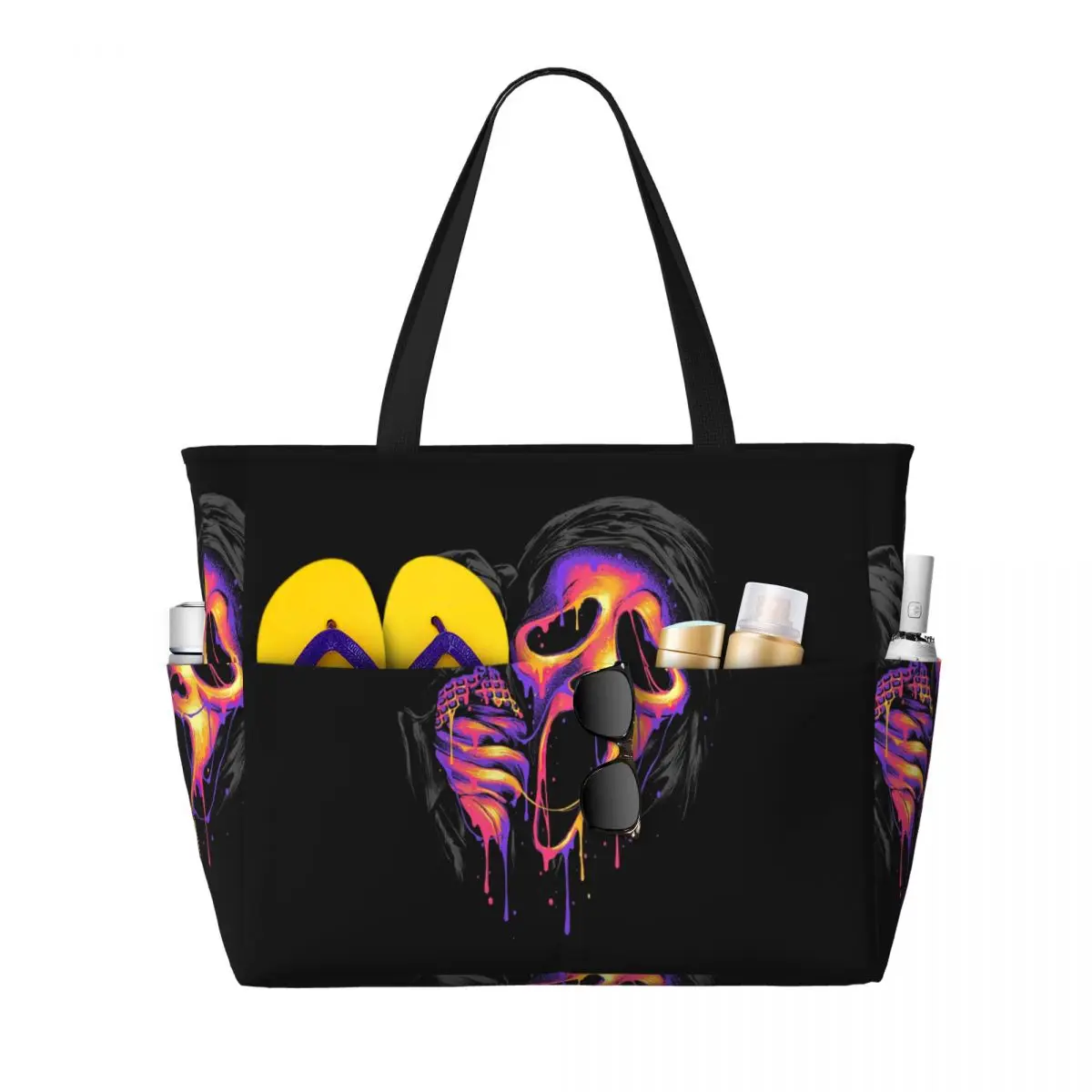 

Bleeding Ghost Face Halloween Skeleton Skull Beach Tote Bag Sport Gym Yoga Duffle Large Tote Bag Women Travel Bag Fitness bag