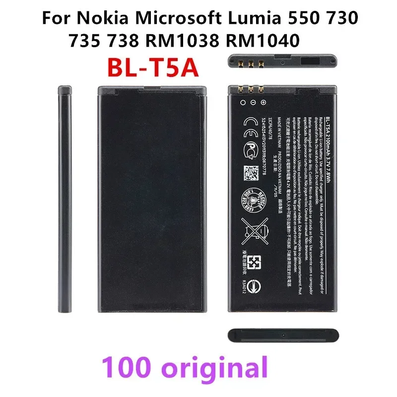 

Оригинальный телефон, 2100 мАч, запасной аккумулятор для Nokia Microsoft Lumia 550 730 735 738 RM1038 RM1040 BLT5A, литий-полимерные аккумуляторы