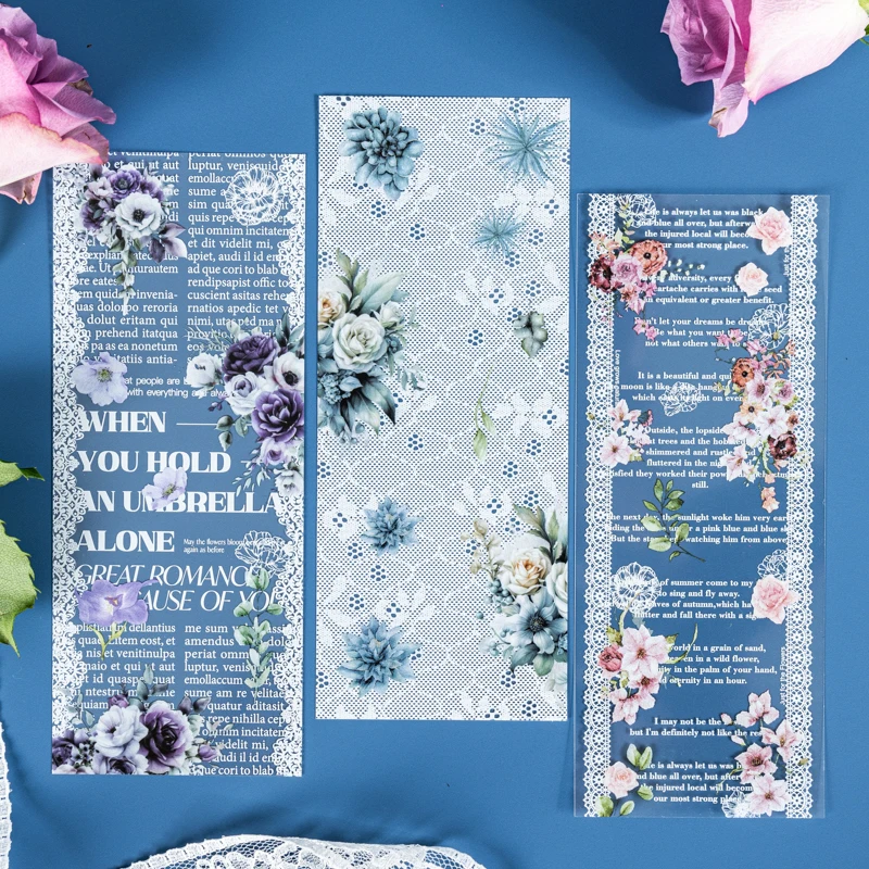 20sheets INS English Text Flowers Collage Material PET Sticker Creative Decor Junk Journal Aesthetics School stationery supplies