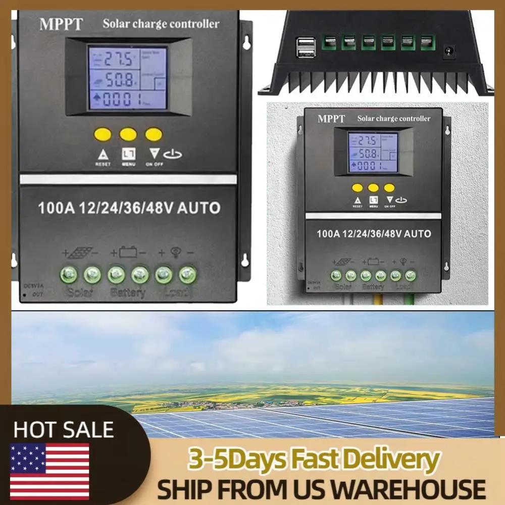 

Контроллер заряда солнечной батареи MPPT 100A, зарядное устройство для солнечной фотоэлектрической батареи, 12 В, 24 В, 36 В, 48 В, автоматический контроллер заряда солнечной батареи для солнечной панели