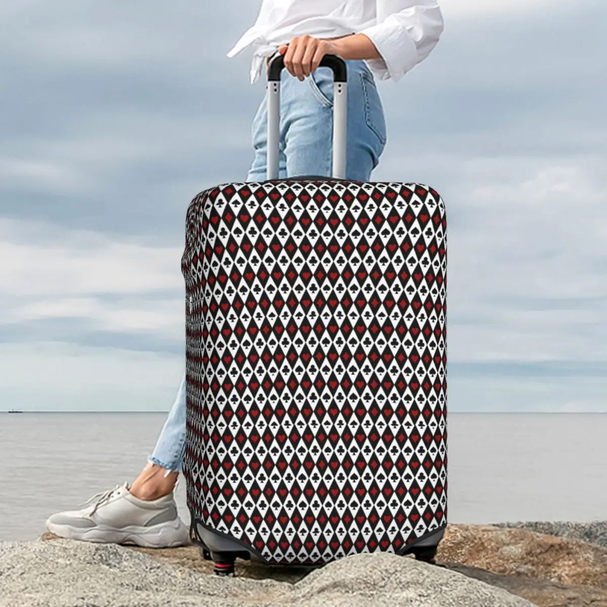 

Playing Card Pattern Print Suitcase Cover Protection Elastic Travel Luggage Protector Covers for 18-32 Inch