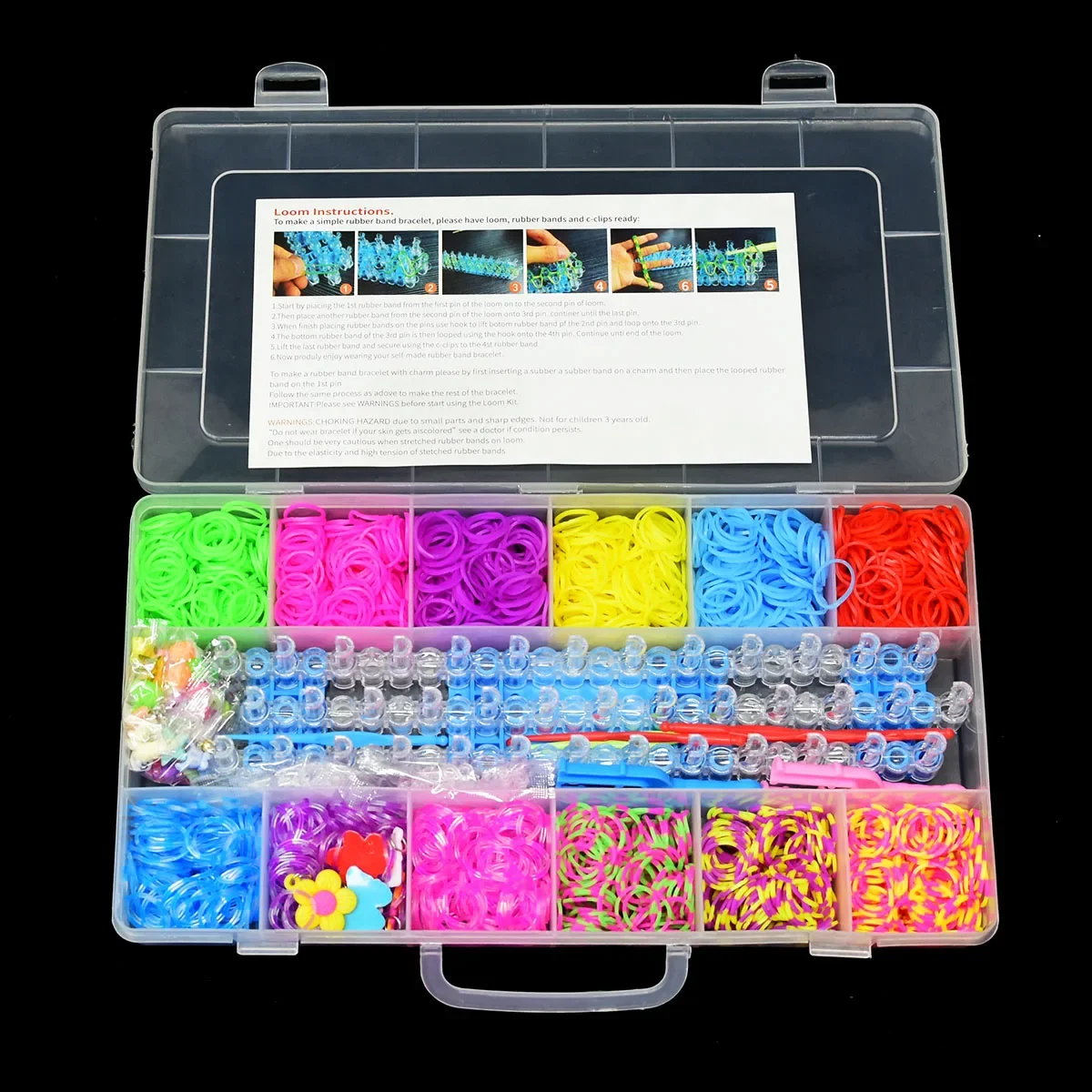 1800pcs Elastic Rubber Bands DIY Loom Tool Set Box Weave Bracelet Handicraft Girl Gift Children Kids Toys for Teenage 8 10 Years