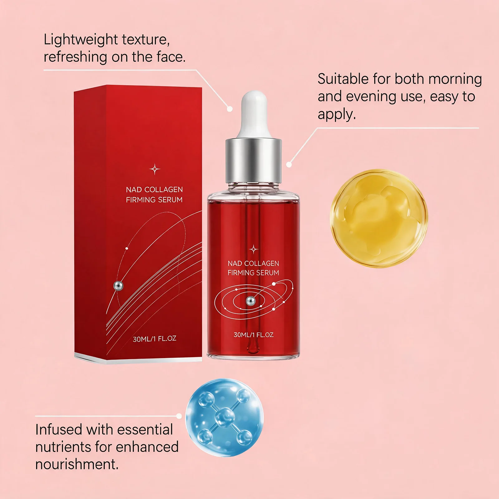 Nad+ Collagen Face Serum Firming Anti Wrinkle Refine Rough Pores Brighten Complexion Hydrated And Plump Skin Repair Skin Barrier