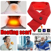 USB Women Men Heating Scarf Temperature Scarf 3 Gears Wrap Fleece Washable Electric Neck Warmer Not Inclound Battery for Camping