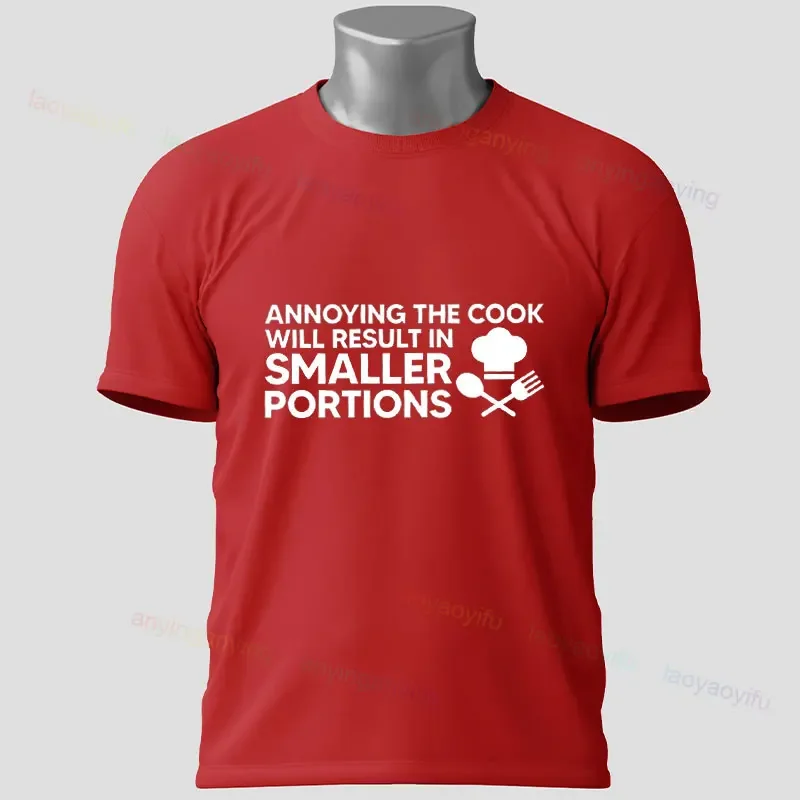 Funny Chef Slgan T-shirt with 'Rules of The Kitchen' Print Design Short-sleeve 100% Cotton Tshirt Perfect for Home Cooking Lover