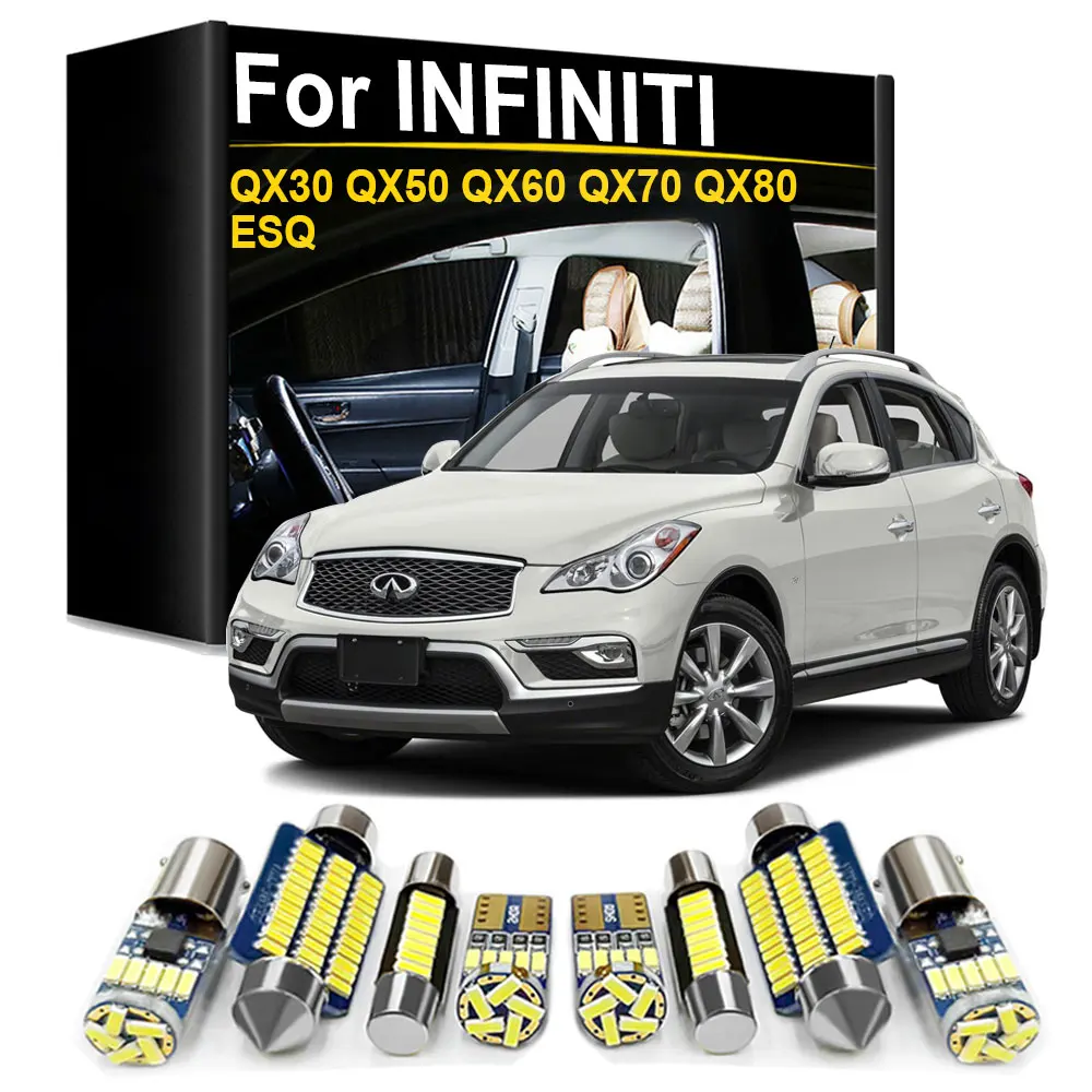 

Interior LED Light Kit For Infiniti QX30 QX50 QX60 QX70 QX80 ESQ 2003- 2012 2013 2014 20155 2016 2017 2018 2019 2020 2021 Canbus