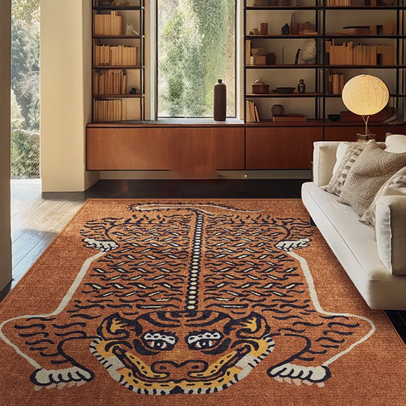 

Tiger Carpet Large Size Living Room Carpets Bedside Floor Mat Ethnic Medieval Style Home Decoration Rug alfombra de salón 거실 카펫