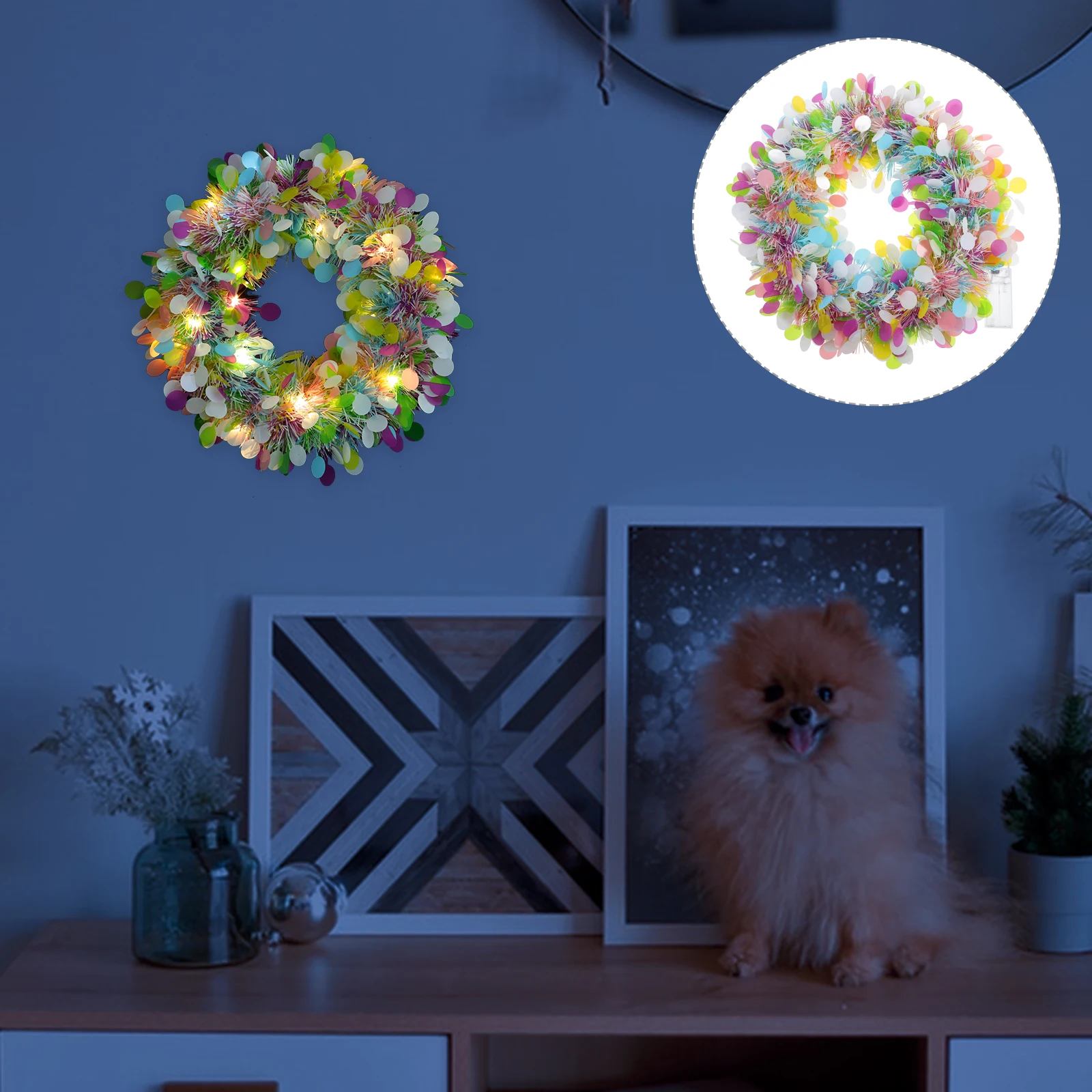 

Festive Christmas Wreath Tinsel Glitter Garland for Door Tree Window Decoration No Tinsel Christmas Garland