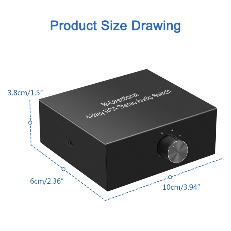 XD99 4-Way Stereo L/R Sound Channel Bi-Directional Switcher 1 in 4 Out or 4 in 1 Out Professional Rotary