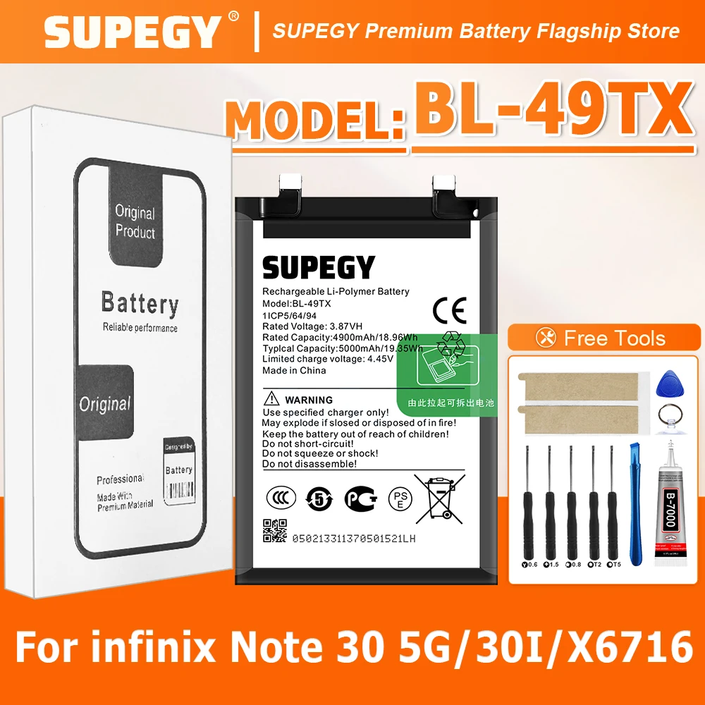 2026 YEARS 100% New Battery BL-49TX For infinix Note 30 5G/ NOTE 30I/ X6716 Battery Battery + Free Tools