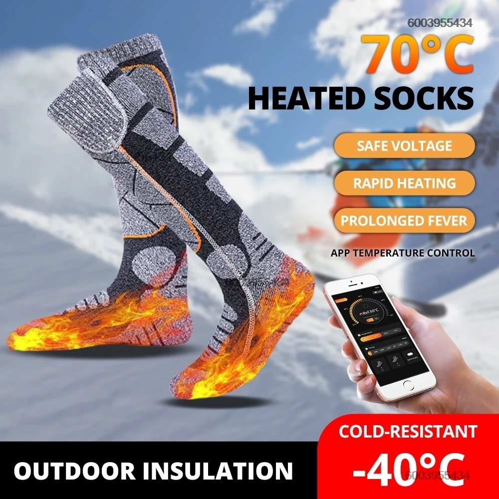 APP التحكم ساخنة الجوارب قابلة للشحن 5000mah تسخين كهربائي التزلج الجوارب الرياضة في الهواء الطلق جهاز تدفئة القدمين الشتاء الجوارب الحرارية #3
