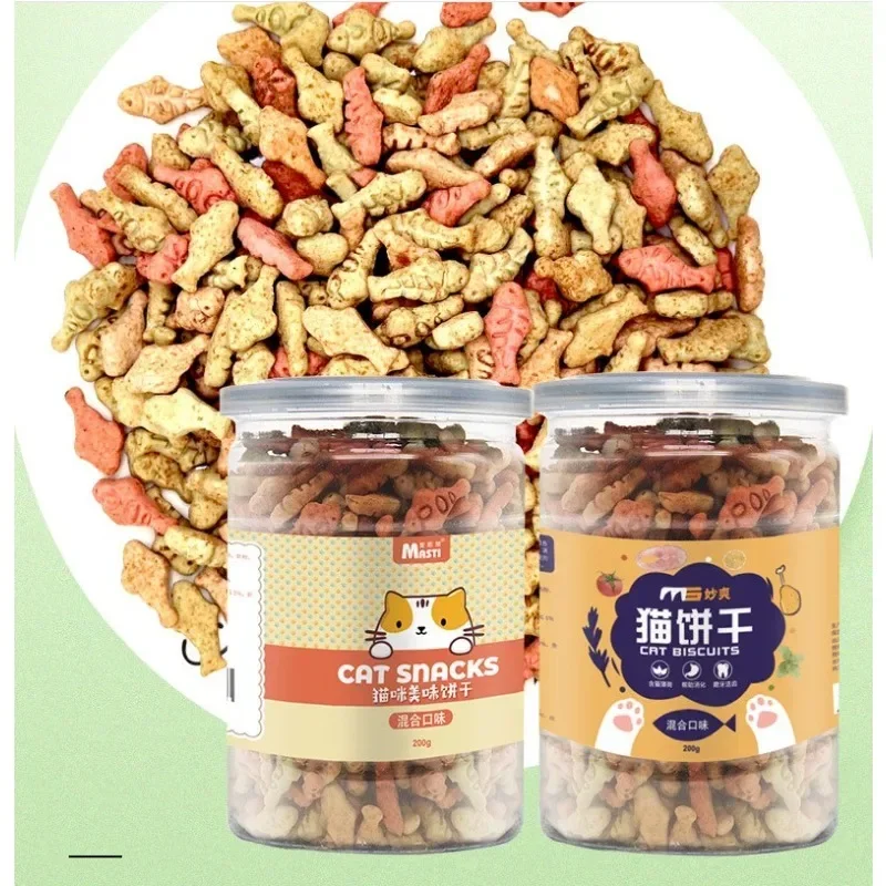 200g/500g Cat Mint Biscuits Cat Food Balanced Nutrition Teeth Cleaning Natural Easy Digestible Reward Training Cat Snacks