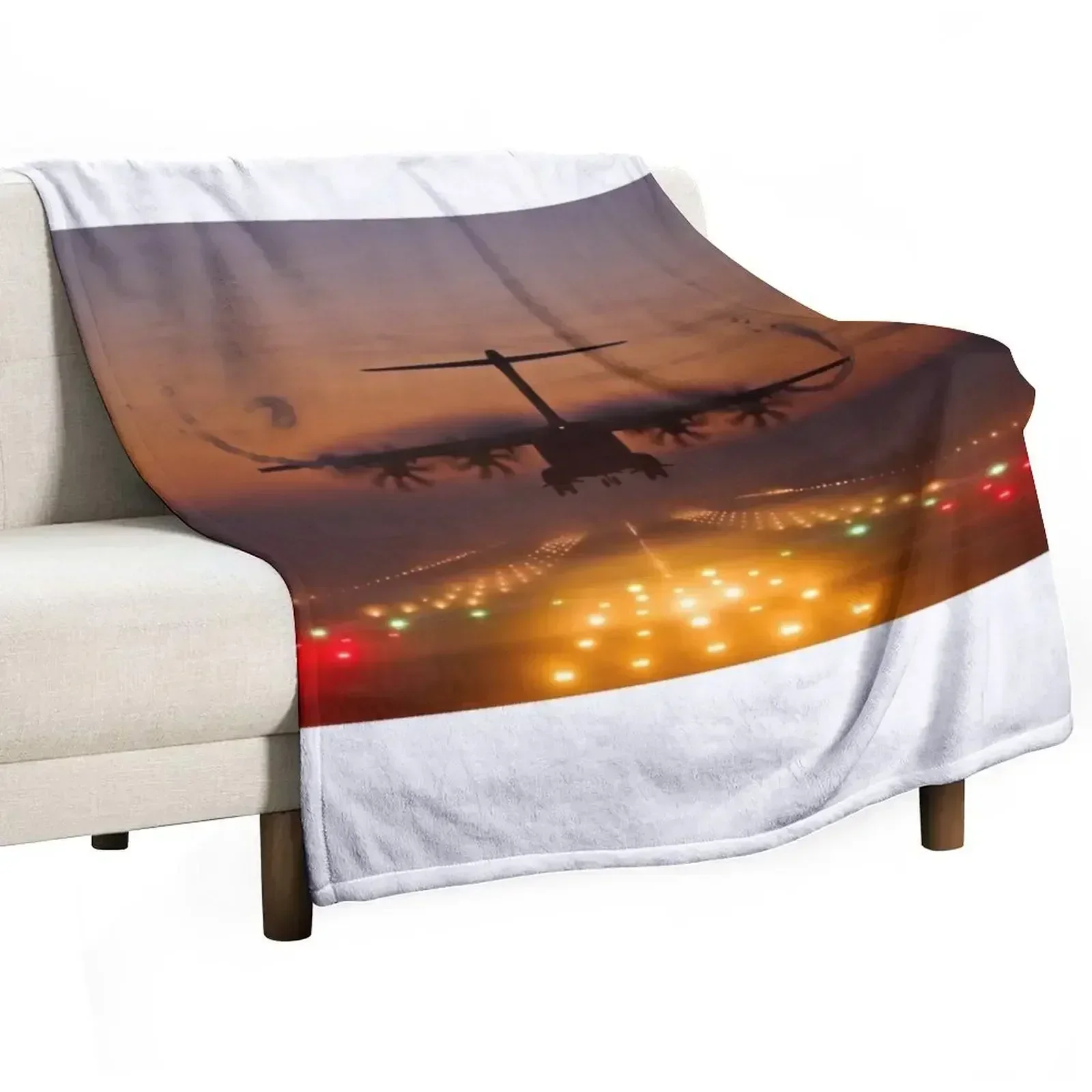 Atlas A400M Sunset Landing Throw Blanket christmas gifts warm winter Blankets