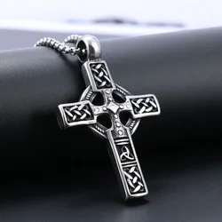 Vintage Viking Celtic Cross Pendant Necklace Charm Men's Necklace Fashion Hip Hop Punk Accessories Party Gifts Jewelry Wholesale